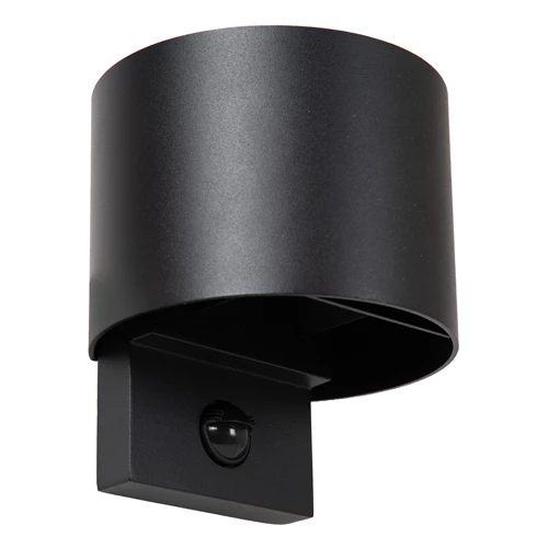 Lucide TADZIO - Lámpara de pared Dentro/Fuera - LED - CCT - 1x7W 2700K/4000K - IP65 - Sensor movimiento - Negro - Essential - apagado